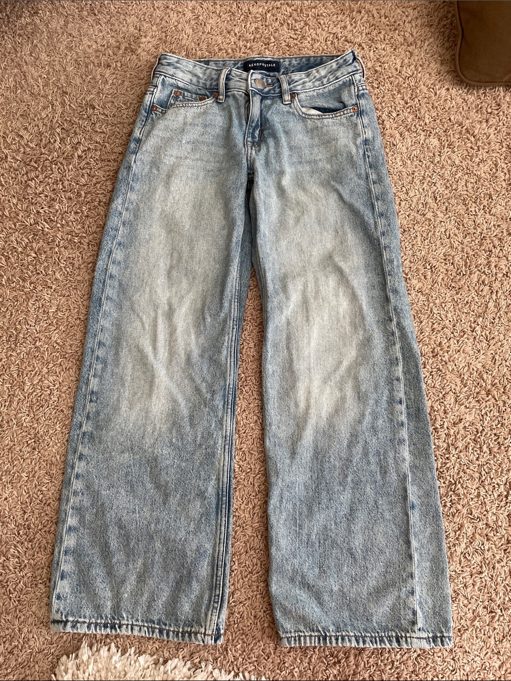 Aeropostale Light Wash Wide Leg Jeans - Pale Blue